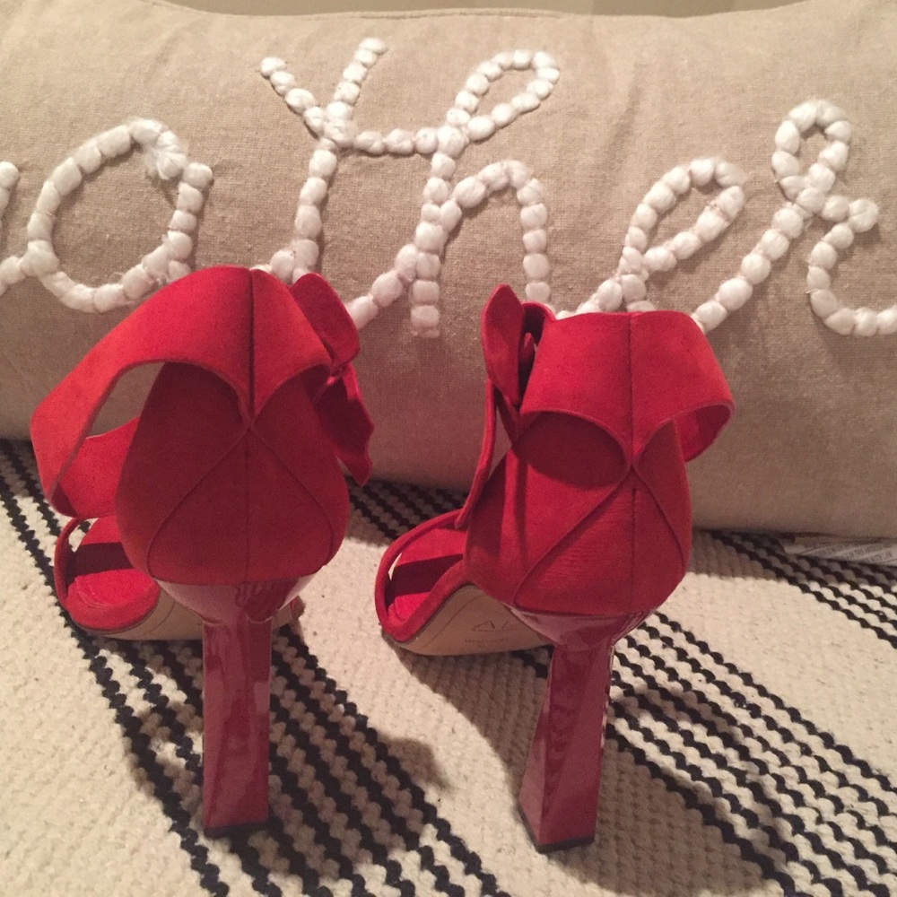 Red suede AD & Daughters heels